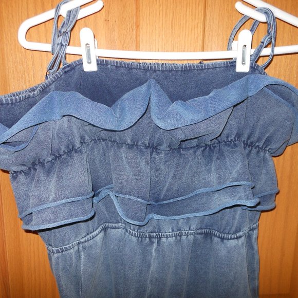 NWT!!! Ruffled WHITE BIRCH Knit Denim Jumpsuit - Picture 5 of 10